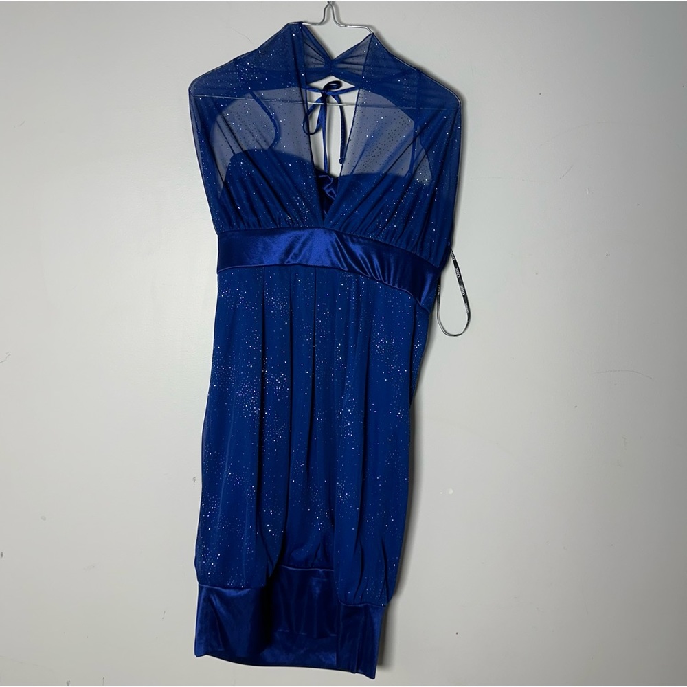 EUC Womens XOXO Blue Sparkly Spaghetti Strap Party Dance Prom Dress Formal S
